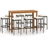 Image de vidaXL Ensemble bar de jardin 9 pièces avec coussins Marron