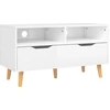 Image de Armoire TV blanc brillant 90x40x48,5 cm Matériau dérivé du bois