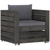 Image de vidaXL Ensemble salon de jardin 2 pièces avec coussins Gris Bois imprégné