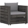 Image de vidaXL Ensemble salon de jardin 2 pièces avec coussins Gris Bois imprégné