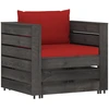 Image de vidaXL Ensemble salon de jardin 2 pièces avec coussins Gris Bois imprégné
