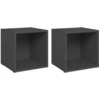 Image de vidaXL Armoires TV 2 pcs. Gris 37x35x37 cm Bois composite