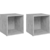 Image de vidaXL Armoires TV 2 pcs. Gris béton 37x35x37 cm bois composite