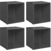 Image de vidaXL Armoires TV 4 pcs. Gris brillant 37x35x37 cm Bois composite