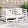 Image de vidaXL Canapé d'angle de jardin 2 pcs. Blanc pin massif