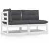Image de vidaXL Ensemble salon de jardin 2 pièces avec coussins blanc pin massif