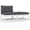 Image de vidaXL Ensemble salon de jardin 2 pièces avec coussins blanc pin massif