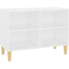 Image de vidaXL Armoire TV avec pieds en bois massif blanc 69,5x30x50 cm