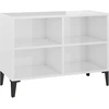 Image de vidaXL Armoire TV avec pieds métalliques blanc brillant 69,5x30x50cm