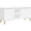 Image de vidaXL Armoire TV avec pieds en bois massif blanc 103,5x30x50 cm