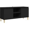 Image de vidaXL Armoire TV avec pieds en bois massif noir 103,5x35x50 cm