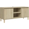 Image de vidaXL Armoire TV avec pieds en bois massif Chêne Sonoma 103,5x35x50 cm
