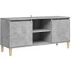 Image de vidaXL Armoire TV avec pieds en bois massif gris béton 103,5x35x50 cm