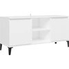 Image de vidaXL Armoire TV avec pieds métalliques blanc 103,5x35x50 cm