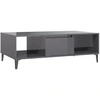 Image de vidaXL Table basse gris brillant 103,5x60x35 cm Bois composite