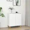 Image de vidaXL Sideboard avec pieds en bois massif blanc 60x35x70 cm Bois composite