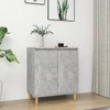 Image de vidaXL Sideboard avec pieds en bois massif gris béton 60x35x70 cm