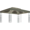 Image de vidaXL Pavillon avec guirlande lumineuse LED 3x4 m Taupe