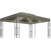 Image de vidaXL Pavillon avec double toit & guirlande lumineuse LED 3x4 m Taupe