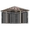 Image de vidaXL Pavillon avec moustiquaire & guirlande lumineuse LED 3x3x2,73 m Taupe
