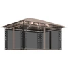 Image de vidaXL Pavillon avec moustiquaire & guirlande lumineuse LED 4x3x2,73 m Taupe