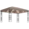 Image de vidaXL Pavillon avec guirlande lumineuse LED 4x3 m Taupe