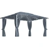 Image de vidaXL Pavillon avec rideaux & guirlande lumineuse LED 4x3 m Anthracite Alu