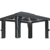 Image de vidaXL Pavillon avec rideaux & guirlande lumineuse LED 4x3 m Anthracite