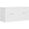 Image de vidaXL Meuble sous-lavabo avec vasque encastrée Blanc Bois composite