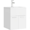 Image de vidaXL Meuble sous-lavabo avec vasque encastrée Blanc Bois composite