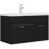 Image de vidaXL Waschbeckenunterschrank mit Einbaubecken Schwarz Holzwerkstoff
