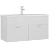 Image de vidaXL Meuble sous-lavabo avec vasque encastrée blanc brillant