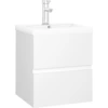 Image de vidaXL Meuble sous-lavabo avec vasque encastrée Blanc Bois composite
