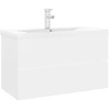 Image de vidaXL Meuble sous-lavabo avec vasque encastrée Blanc Bois composite