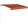 Image de vidaXL Store automatique avec capteur de vent LED 350 x 250 cm Orange/Marron