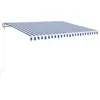 Image de vidaXL Store automatique avec LED & capteur de vent 400x350 bleu et blanc