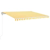Image de vidaXL Store automatique avec LED & capteur de vent 450x350 cm Jaune/Blanc