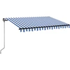 Image de vidaXL Store manuel rétractable avec LED 350x250 cm bleu et blanc