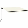 Image de vidaXL Marquise manuellement rétractable avec LED 350x250 cm Crème