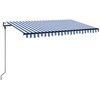 Image de vidaXL Store automatique avec capteur de vent LED 450x300cm bleu et blanc