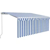 Image de vidaXL Store manuel rétractable avec enrouleur 3x2,5 m bleu et blanc