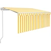 Image de vidaXL Store automatique rétractable avec volant 3x2,5 m jaune et blanc