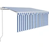 Image de vidaXL Marquise automatique Jalousie LED Capteur de vent 3x2,5m Bleu Blanc
