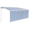 Image de vidaXL Store manuel rétractable avec enrouleur 3,5x2,5m bleu & blanc