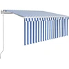 Image de vidaXL Store Automatiquement Rentrant avec Volant 3,5x2,5 m Bleu & Blanc
