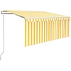 Image de vidaXL Store automatique rétractable avec volant 3,5x2,5 m jaune & blanc