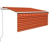 Image de vidaXL Store automatique rétractable avec volant 3,5x2,5m Orange Marron