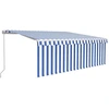 Image de vidaXL Store manuel rétractable avec store & LED 4x3 m bleu & blanc