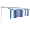 Image de vidaXL Store Automatiquement Réctractable avec Volant 4,5x3 m Bleu et Blanc
