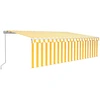 Image de vidaXL Marquise manuellement rétractable avec store & LED 5x3 m jaune & blanc